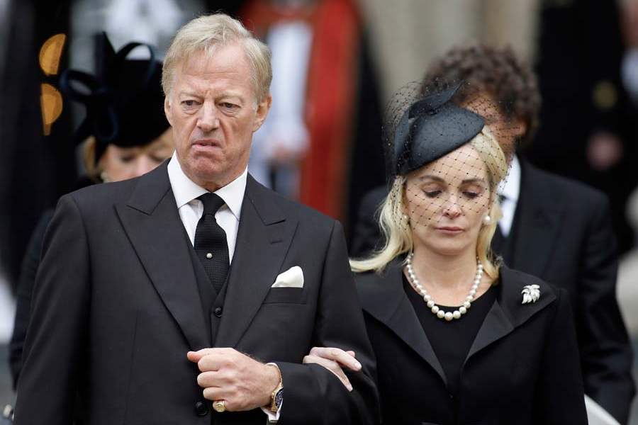 Britain-Thatcher-Funeral-mark-thatcher-and-wife-leave
