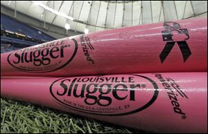 Some baseball players use pink Louisville Slugger bats on Mother's Day to promote Breast Cancer Awareness.