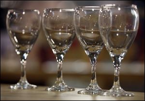 A display of Toledo-made Libbey glass stemware. The local company will showcase its wares at a new showroom in Chicago.