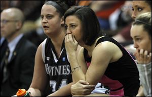 Kate Achter, shown in 2014 as a St. Bonaventure assistant, is now the head coach at Loyola University in Chicago.