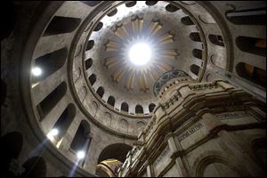 The renovated Edicule is seen in the Church of the Holy Sepulchre.