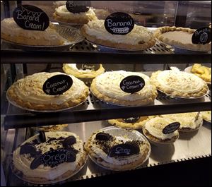 Cream pies waiting to tempt you at the Cinnamon Stick.