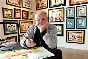 Artist Ron Campbell will be at River House Arts on Tuesday and Wednesday where he will paint new Beatles pop art, showcase other works, and talk cartoons.