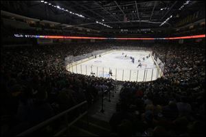 A packed house watches the Toledo Walleye face the Quad City Mallards at the Huntington Center. The Walleye have announced increased security measures for their home games.