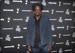 Comedian and CNN host W. Kamau Bell poses as he arrives for the Just for Laughs awards show at the annual comedy festival in Montreal, Friday, July 28.