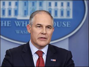 In this June, 2017 photo, Environmental Protection Agency administrator Scott Pruitt speaks in the Brady Press Briefing Room of the White House in Washington. 