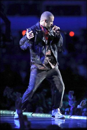 Justin Timberlake performs during the Pepsi Super Bowl LII Halftime Show at U.S. Bank Stadium in Minneapolis.