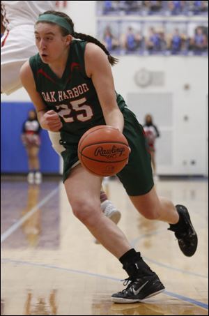 Shown in a game last season, Oak Harbor's Ashley Riley had 16 points in a 48-32 nonleague win over Elmwood Tuesday night. 