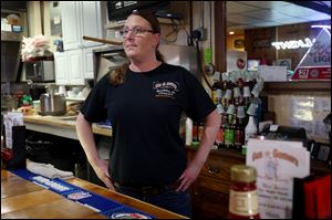 Nicki Evans, co-owner of Gus N Gomers, says the topic of the trial of James D. Worley, the man accused of killing 20-year-old Sierah Joughin in July, 2016, comes up frequently with patrons of her bar in Metamora.