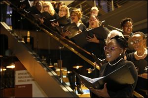 The Clarence Smith Community Chorus, performs during the Toledo Opera's 'I Dream' kick-off event at the ProMedica Steam Plant in January. The Clarence Smith Community Chorus performs at Epiphany Lutheran Church.