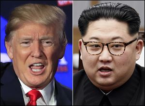 A combination of two file photos shows U.S. President Donald Trump and North Korean leader Kim Jong Un.