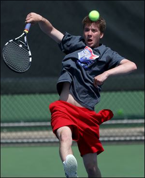 Greg Leroux of St. Francis de Sales won three consecutive Three Rivers Athletic Conference singles championships.