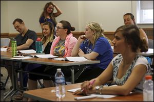 Nursing students attend a review course recently at Mercy College of Ohio.